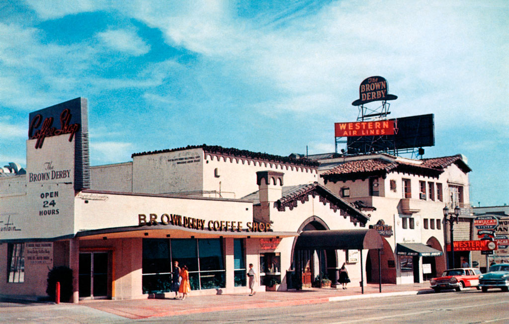 1957 Plymouth Custom Suburban at the Brown Derby Coffee Shop in Hollywood, California