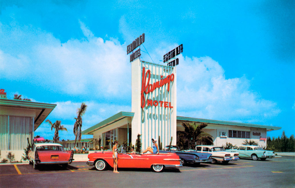 1957 DeSoto Firedome at Flamingo Motel in Hallandale Beach, Florida