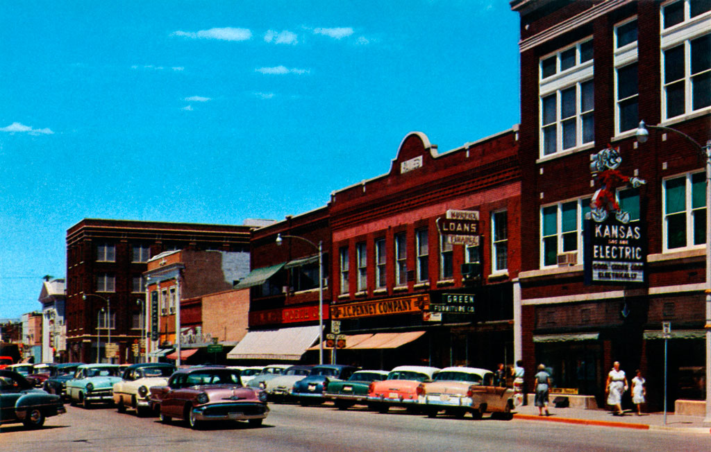 1957 Dodge Custom Royal on Main Street in El Dorado, Kansas