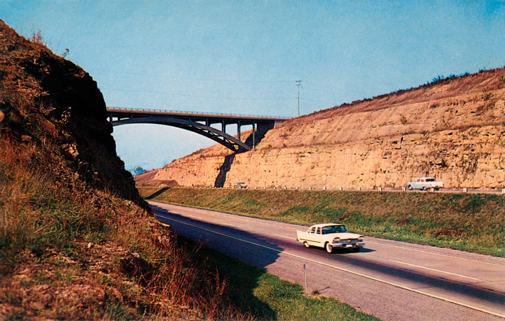 1958 Plymouth Plaza on the Ohio Turnpike east of Boston Heights