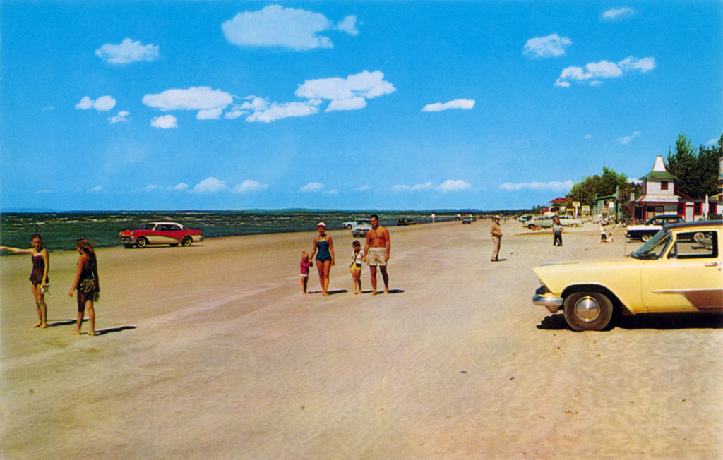 1957 Plymouth Plaza on the beach at Wasaga Beach, Ontario