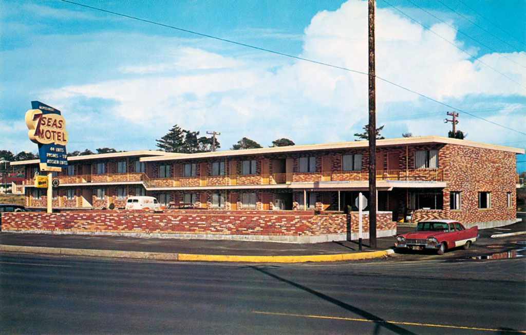 1957 Plymouth Savoy at 7 Seas Motel in Newport, Oregon