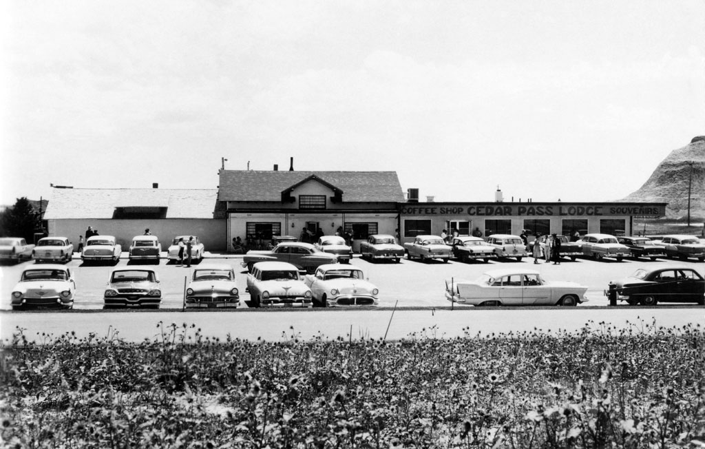 1957 Dodge Coronet, 1957 Plymouth Plaza & 1957 Chrysler Windsor at the Cedar Pass Lodge near Interior, South Dakota