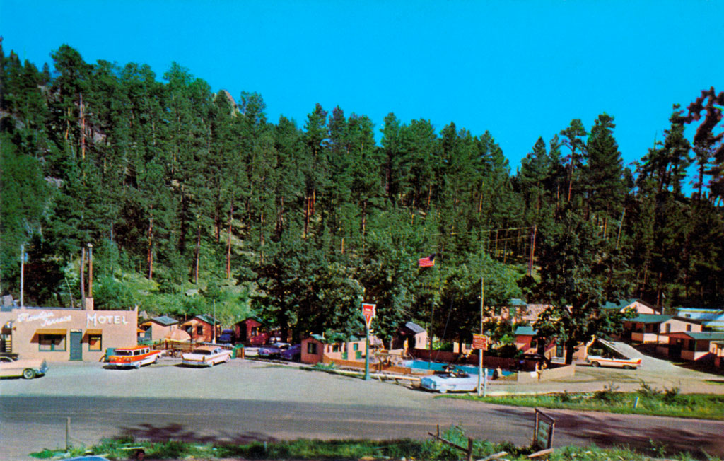 1957 Plymouth Belvedere Sedan & 1958 Plymouth Belvedere Convertible at Mountain Terrace Motel in Keystone, South Dakota