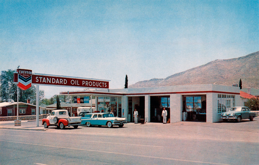 1957 Dodge Sierra at Gene Wills Chevron Service in El Paso, Texas