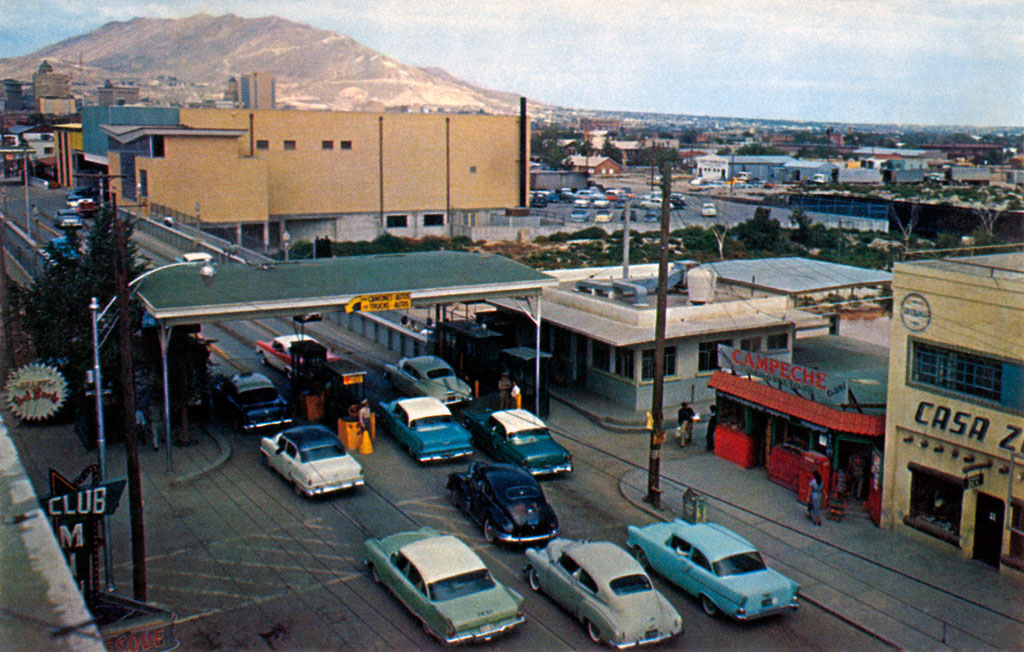 1958 Plymouth Plaza at Santa Fe International Bridge at El Paso, Texas