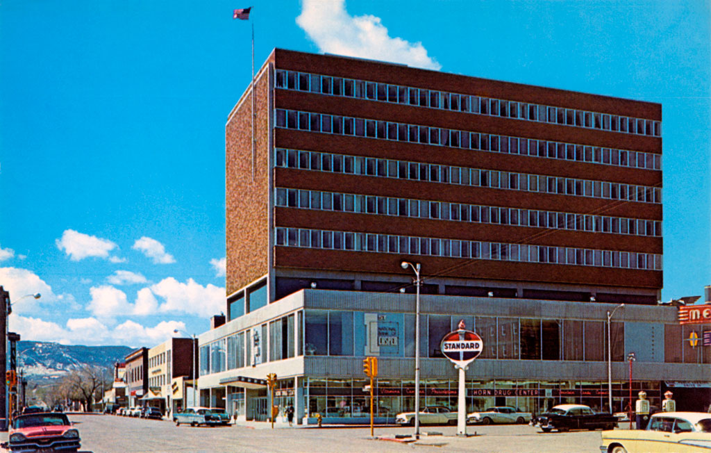 1957 Dodge Custom Royal at the First National Bank Building in Casper, Wyoming